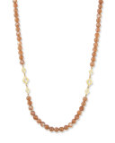 Old World Long Beaded Moonstone Scroll Necklace, 36"L