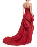 Strapless Hand-Draped Gown, Scarlet