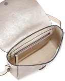 Medium Tricolor Flap Shoulder Bag, Medium Beige