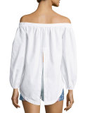 Off-The-Shoulder Flyaway-Back Top, White