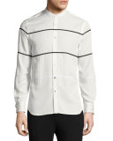 Crosby Grosgrain-Striped Shirt, White