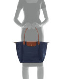 Le Pliage Large Monogram Shoulder Tote Bag, New Navy