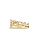 9.5mm Stax Three-Row 18K Chain Link Ring with Diamonds