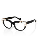 Down Lush Boulevard Square Optical Frames, Black/White