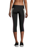 Pocket Capri Performance Leggings, Black/Purple