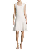 Mili Flared Scoop-Neck Dress, Alabaster
