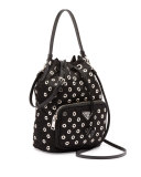 Tessuto Vela Grommet Small Bucket Crossbody Bag, Black (Nero)