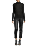 Cropped Napa Leather Leggings, Black
