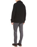 Chunky Ribbed Button-Front Cardigan, Black