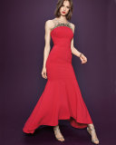 Sleeveless Contour Ponte Gown, Red