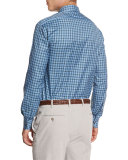Check Long-Sleeve Sport Shirt, Light Blue/Green
