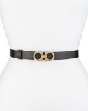 2.5cm Reversible Double-Gancini Belt, Brown/Black