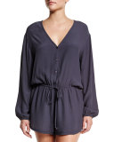 Cozumel Button-Front Romper Coverup