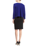 Asymmetric-Draped Swing Jacket, Royal Blue