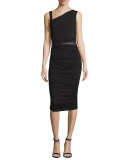 Mahave Sleeveless Ruched Midi Dress, Black