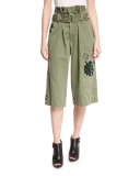 Embellished Cargo Shorts, Military Green