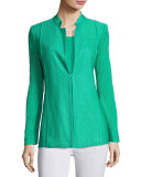 Lace-Sleeve Knit Jacket, Green