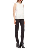 Trapezoid-Jacquard Sleeveless Blouse, Moonstone