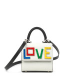 Micro Alex Rainbow Love Satchel Bag, White/Black