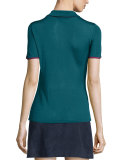 Alice Colorblock Half-Zip Polo Shirt, Navy