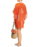 Auberge Embroidered Kimono Coverup, Orange