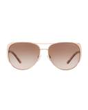 Capped Gradient Aviator Sunglasses, Rose Gold