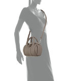 Mini Rockie Leather Satchel Bag, Mink Gray