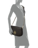 Britten Leather Flap Clutch Bag, Black
