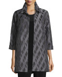 3/4-Sleeve Diamond Jacquard Topper Jacket