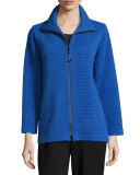 Diamond-Quilted Zip-Front Jacket, Royal