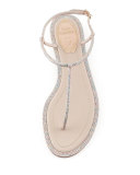 Crystal Flat Thong Sandal, Beige