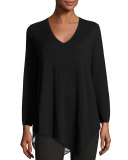 Tambrel Lace-Back Asymmetric Sweater, Black