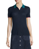 Alice Colorblock Half-Zip Polo Shirt, Navy