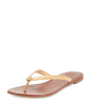 Terra Flat Patent Thong Sandal, Sun Beige