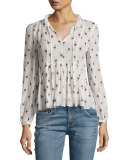 Gauze Tulip Clip Peasant Top, Multi