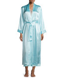 Gabriella Silk Long Robe, Turchese