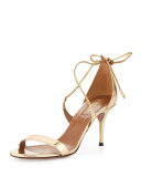 Linda Metallic Leather Sandal, Light Gold