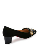 Oaxacana Kiltie Red Sole Pump, Black