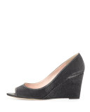 radiant sparkly wedge pump, black