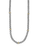 Sterling Silver & 18K Caviar Station Necklace, 16"