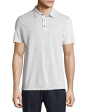 Mix-Stitch Short-Sleeve Polo Shirt, Heathered White
