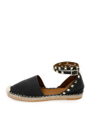 Rockstud Double Espadrille Flat, Nero