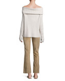 Beca Lambskin Suede Flare-Leg Pants, Sand 