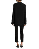 Stretch-Suede Cropped Pants, Black