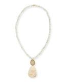 Moonstone Beaded Necklace with Shell Pendant