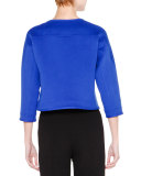 3/4-Sleeve One-Button Jacket, Egyptian Blue