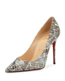 Decollete Paris Map 100mm Red Sole Pump, Multi