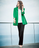 3/4-Sleeve Wing-Collar Jacket, Green