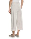 Pleated Wide-Leg Culottes, Stone 