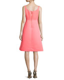 sleeveless structured fit-and-flare dress, surprise coral